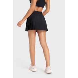altiland Womens' Cool Feeling Pleated Tennis Athletic Golf Skirts with Shorts 3" (Black, XL)