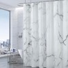 Grey White Marble Shower Curtain Set with 12 Hooks, Abstract