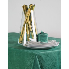 Esse Home - Confestyl Line - Oval Tablecloth for 12 People, Jacquard Pure Cotton, IRIS 598 (Oval 170 x 250, Dark Green Tablecloth)