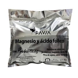 PAVIA | Probióticos vivos con Magnesio y Ácido fólico┃Prebióticos y Antioxidantes┃Recomendado para toda la familia y para embarazadas┃Sabor Maracuyá | Bolsa con 30 sobres