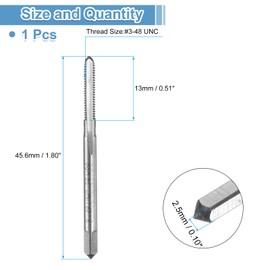 sourcing map Hand Bottom Tap #3-48 UNC 2B Thread Bottoming Style Threading Taps High Speed Steel HSS6542 Straight Flutes Screw Tapping Tool