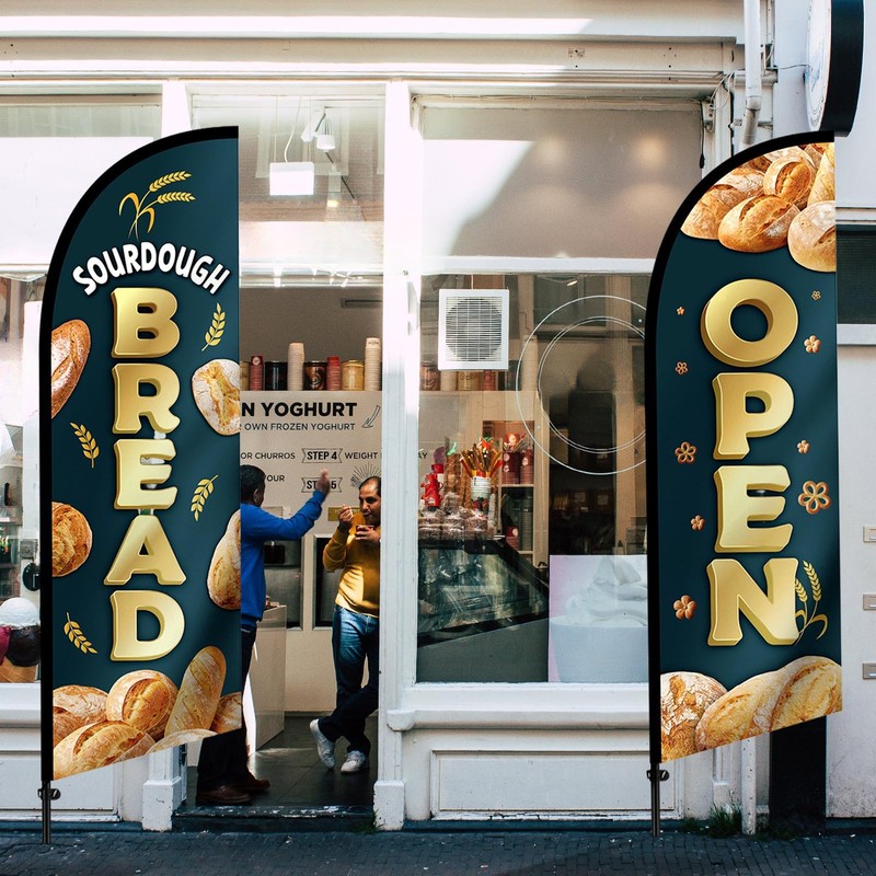 2 Pcs Sourdough Bread Open Flags Set: Include 8.2ft 1