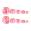 24 Pcs Orange French Press On Toenails YEFIUO Acrylic Pink
