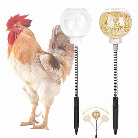 Magnoloran 2Pcs Chicken Peck Toys, Chicken Enrichment Toys with Swing Feeder, Interactive Slow Feed Release Toy for Your Flock, Chick Treat Dispensers for Hens Poultry Duck Birds Parrots