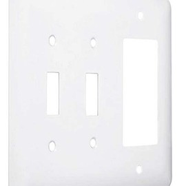 TayMac WRW-TTR 3-Gang White Smooth Metal Maxi 2-Toggle/Decorator Wall Plate WRW-TTR, Outlet Cover Wall Plate with Screws, Light Switch Cover Plate for 3 Devices