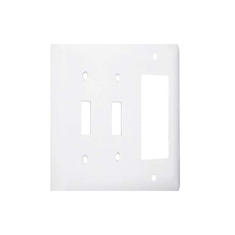 TayMac WRW-TTR 3-Gang White Smooth Metal Maxi 2-Toggle/Decorator Wall Plate