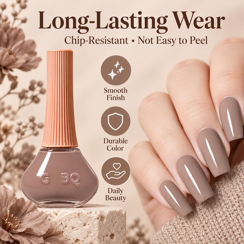 12ML Taupe Nude Nail Polish, Air Dry, No UV Lamp,