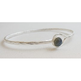Labradorit Sterling Silber Armband - Natürlicher Edelstein - Geburtstagsgeschenk - Weihnachtsgeschenk - Handgefertigte Geschenkideen für Frauen (Silber)