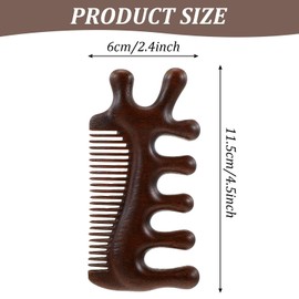 2 in 1 Wooden Scalp Massager Comb, Manual Head Massage Tool for Gua Sha, Meridians Tool for Hair, Face, Eye, Neck, Body Massage, Portable Massages Comb for Deep Relaxation