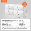 VEVOR 4 Pack Smart Wi-Fi Outlet Plug with Voice Control