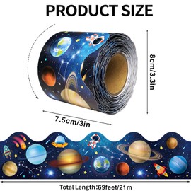 69Ft Outer Space Theme Bulletin Board Borders Galaxy Bulletin Board Border Star Planet Astronaut Rocket Scalloped Border Trim for Teacher School Office Supplies DIY Chalkboard Home Wall Decor