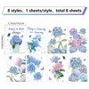 CRASPIRE 8 Styles Flower Window Stickers Hydrangea Butterfly Wall Decals