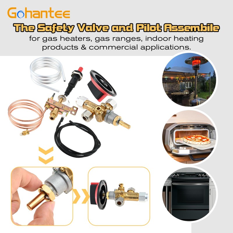 gohantee LP Gas Safety Valve with 3 Outlet Pilot Burner,