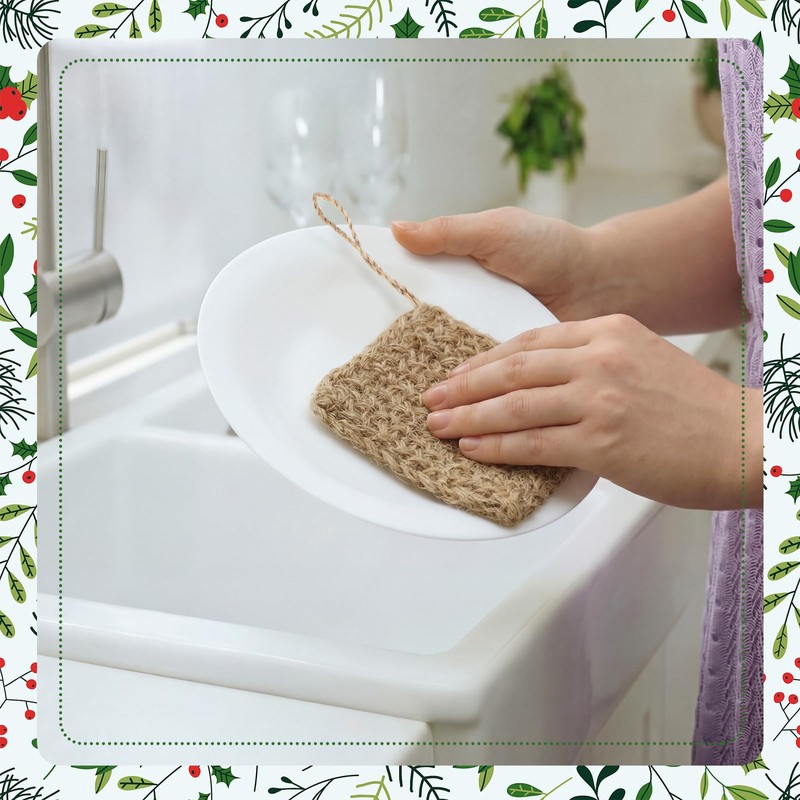 6 Pack Natural Hemp Dish Sponges, 4x4 Biodegradable Scrubber