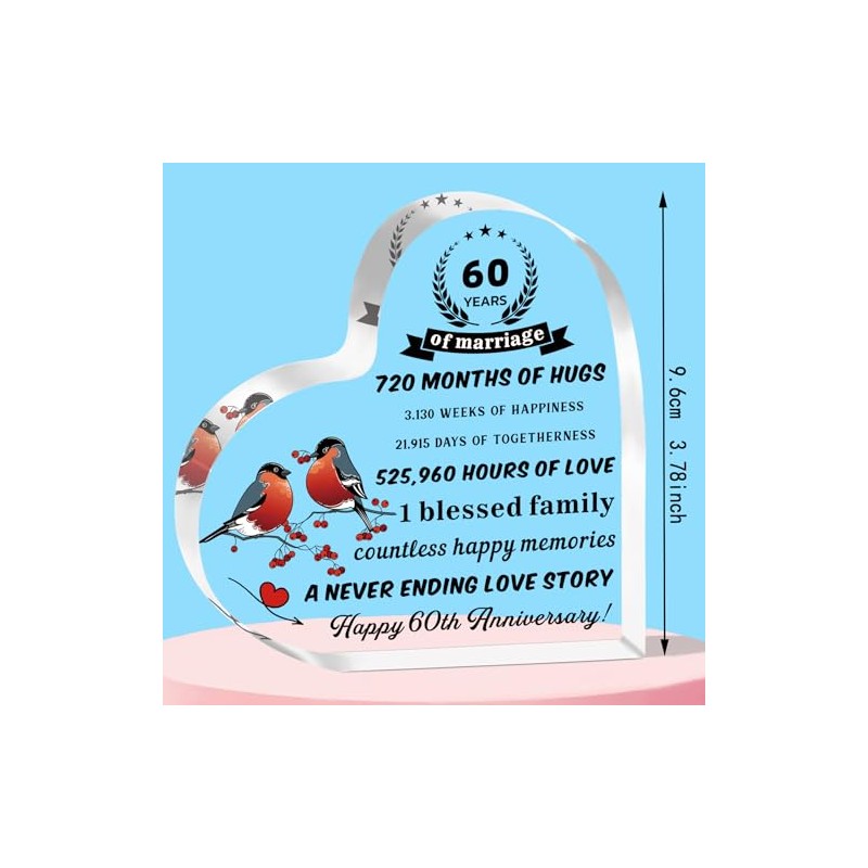 QMVMV 60th Anniversary Acrylic Plaque for Him and Her -