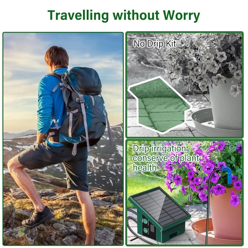 TRJZWA New Solar Irrigation System DIY Irrigation System Kit, 300