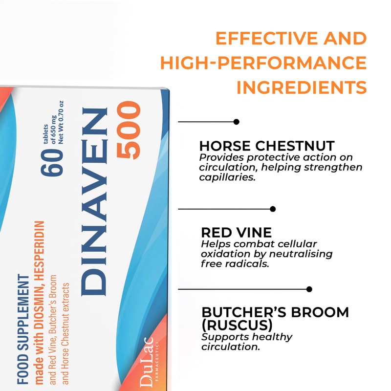 Dulac – Dinaven 500, Food Supplement for Leg Support Circulation,