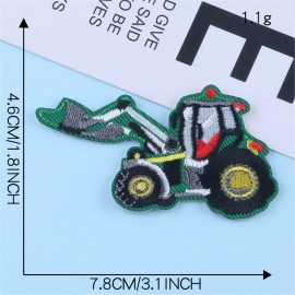 Unbranded Green Excavator Truck Emoji Embroidered Iron On Patch 2957