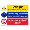 V Safety Danger Material Containing Asbestos Warning Sign - 400mm