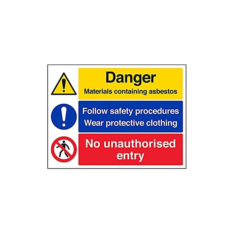 V Safety Danger Material Containing Asbestos Warning Sign - 400mm