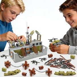 CONVENTEJOY Military Base Building Block Toy Set, 600+ Pieces Battlefield Playset with Air Defence Gun, Drone, Weapon Pack Accessories MOC Brick for Military Enthusiasm