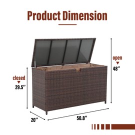 Yangming 120 Gallon Large Deck Box, Outdoor Storage Box Waterproof Wicker Patio Bin for Pool Garden Cushion
