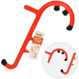 Tiger Tail Tiger Cane Back & Neck Massager – Trigger Point Deep Tissue Acupressure Hook with 7 Gription Knobs, Portable 2-Piece Self Massage Tool for Muscle Knot & Shoulder Pain Relief, Orange