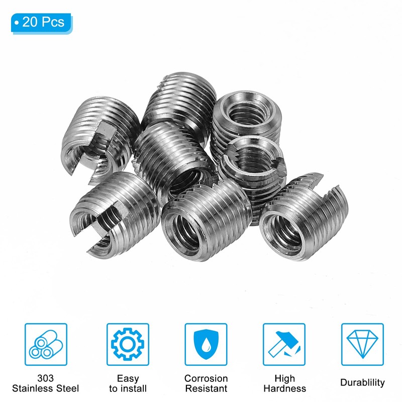 PATIKIL Self-Tapping Threaded Inserts, 20 Pcs M3 x M5 x