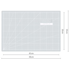 SEMPLIX Self-healing cutting mat A3 in green, pink, grey, turquoise, purple. Ideal for crafts, sewing and patchwork. 45 x 30 cm. Printed on both sides. Front cm, back inch dimensions