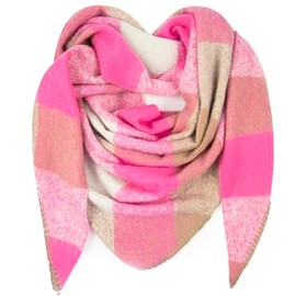 Gloop Women's Scarf XXL Knitted Triangle Scarf Neckerchief Triangle Scarf Cuddly Fluffy without Scratching on Skin 200 x 140 cm, 02668a18pink beige