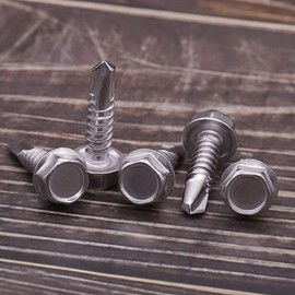 EASTLO #10 x 3/4" (1/4" to 3" Available) Hex Washer Head Self Drilling Screws, Self Tapping Sheet Metal Tek Screws, 410 Stainless Steel, 50 PCS, AB210302-50