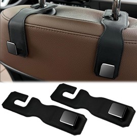 Headrest Hooks, Car Hooks, Set of 2, Load Capacity of 55.1 lbs (25 kg), Car Storage, Seat Hooks, Cargo Hooks, Car Accessories, Convenient Goods (Black Pair)