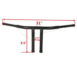 TCT-MOTORPARTS 9.5" Rise Straight T-Bars Handlebar Bars Fit for Harley Drag Style bars Motorcycle Custom Black