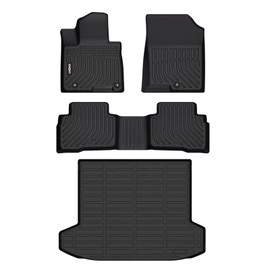GINOWY-Floor Mats Cargo Liner Set for Hyundai Tucson 2022-2024(Only Hybrid), TPE All Weather 2023 Tucson Hybrid Car Mats, Non-Slip Trunk Mat Floor Liners, Waterproof Custom Fit Accessories Mats-Black