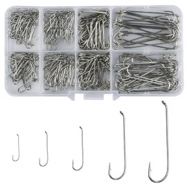 350pcs 79580 High Carbon Steel Fishing Hooks Long Shank Streamer Dry Fly Tying Fishing Hook For Jig Set With Box