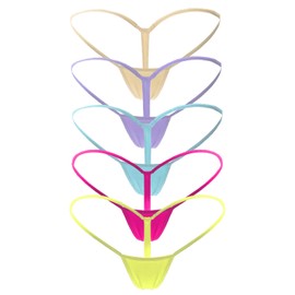 Mbotnee Women's G-Strings Micro Thongs Tiny Panties Underwear (US, Alpha, X-Large, Regular, Regular, 5-packs Multicolors 2)