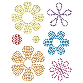 Rhinestone Genie Flowers 001 Magnetic Rhinestone Template, Black