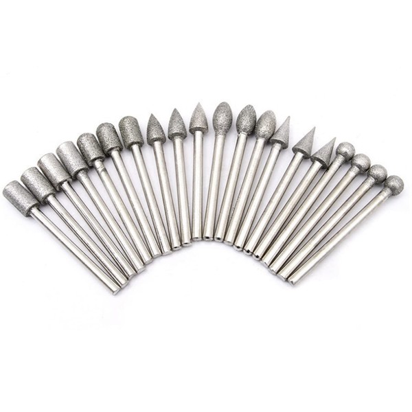 Kimlonton 20 Piece Set Electroplated Diamond Bits with Shaft 0.1