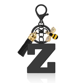Initial Letter Keychain Gifts for Women, A-Z Alphabet Initial Letter Key Chains with Cute Bee Tassel Pendants Stainless Steel Letter Initials Charms for Purse Handbags Car Key Backpack Keyring(Z)