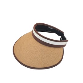 Aniker Sun Hat for Women, 5.5 Inches Straw Sun Visor Wide Brim Open Top Design Built-in Sweatband Adjustable Foldable Portable Fashionable UV Protection Hat for Outdoors (Straw, Khaki)