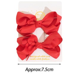 2 PCS 3 Inch Hair Bows for Girls, Ribbon Hair Bows Hair Accessories for Little Teen Toddler Girls Kids (Red)