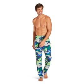 JOE BOXER Men's Pajama Pants with Pockets, Mens Sleep Pants Printed Yummy Jersey Loungewear (Green Flash, Large)