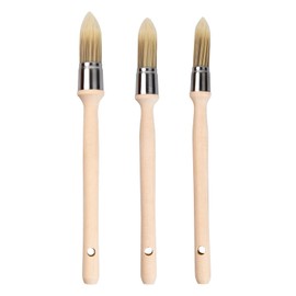 Xzeemo Window Frame Brush 3-Piece Varnish Brush with Wooden Handle, High-Quality Synthetic Bristles, Chalk Paint Brush, Painter's Brush for Precise Work, Paint Brush, Bristle Brush (15 mm, 18 mm, 21