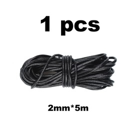 Leather Cord Round 2 mm x 5 m, Leather Strap, Classic Chain, Leather Cord Made of Real Leather for DIY Jewellery Such as Bracelets Crafts Lanyard Bracelet Jewellery, Necklaces Black