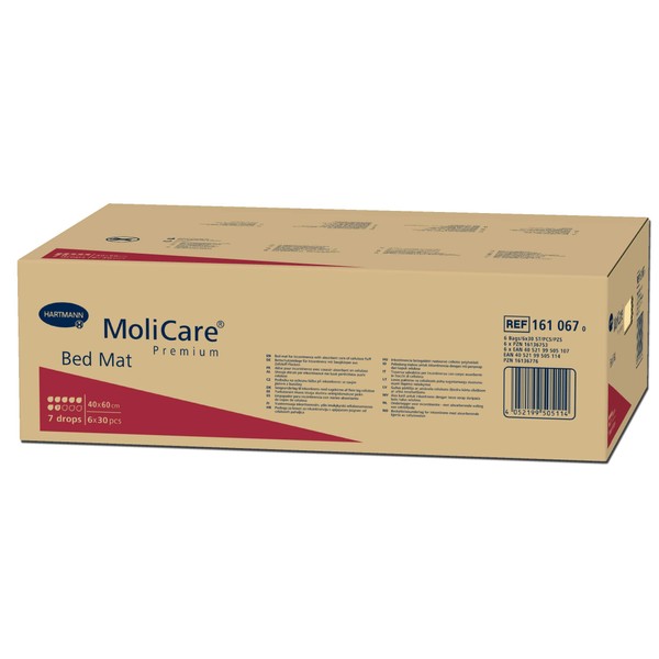 MoliCare Premium Bed Mat 7 Drops: Bed Protector Insert with Absorbent Core Made of Cellulose Flakes, 40 x 60 cm, 6 x 30 Pieces