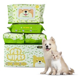 Pet Wipes for Dogs and Cats, Dog Wipes for Paws and Butt, Cat Wipes Cleaning Fur and Butt, Fragrance-free, Alcohol-free, Natural Ingredients, Gentle and Safe, Keep Your Pet Clean and Healthy 320 Pcs