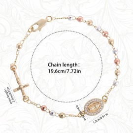 Mikovivi Rosary Bracelet for Women, Adjustable Virgin Mary Bracelet Dainty Virgen de Guadalupe Jewelry Ideal Religious Catholic Jewelry Gift for Confirmation Baptism First Communion Godmother