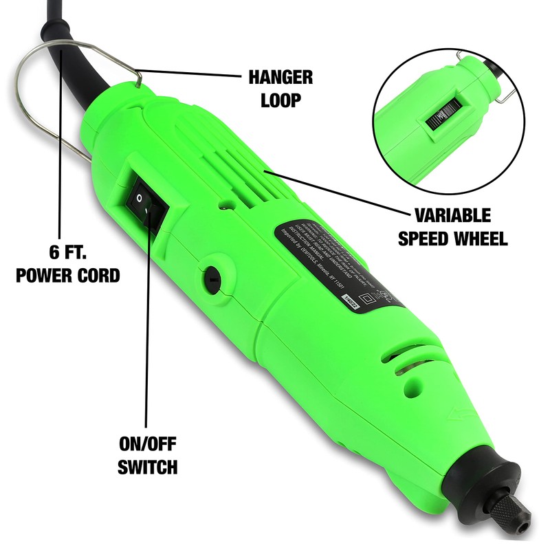 OEMTOOLS 24664 Rotary Tool with 35 Piece Accessory Kit, Green