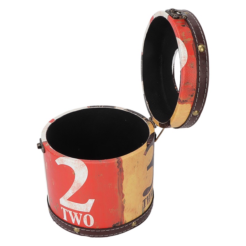 Retro Tissue Box Cylindrical Fashionable PU Leather Wooden Napkin Storage