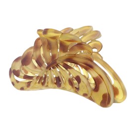 5 inch Large Jaw Clip Hair Claw with Tortoise Leaf Design for Women - Light Tortoise